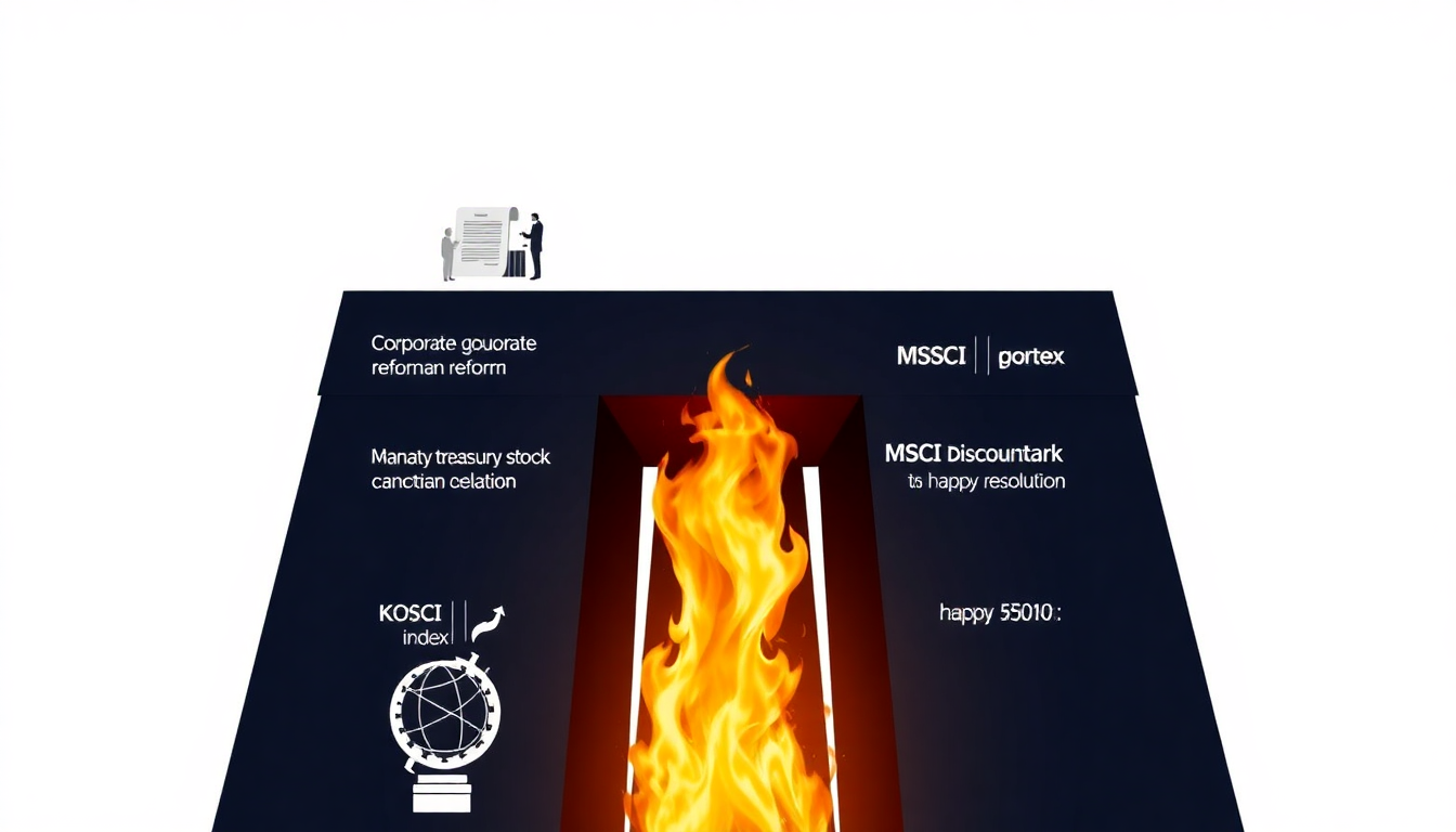 코스피 5000 공약의 4대 핵심 동력을 상징하는 네 가지 기둥 이미지