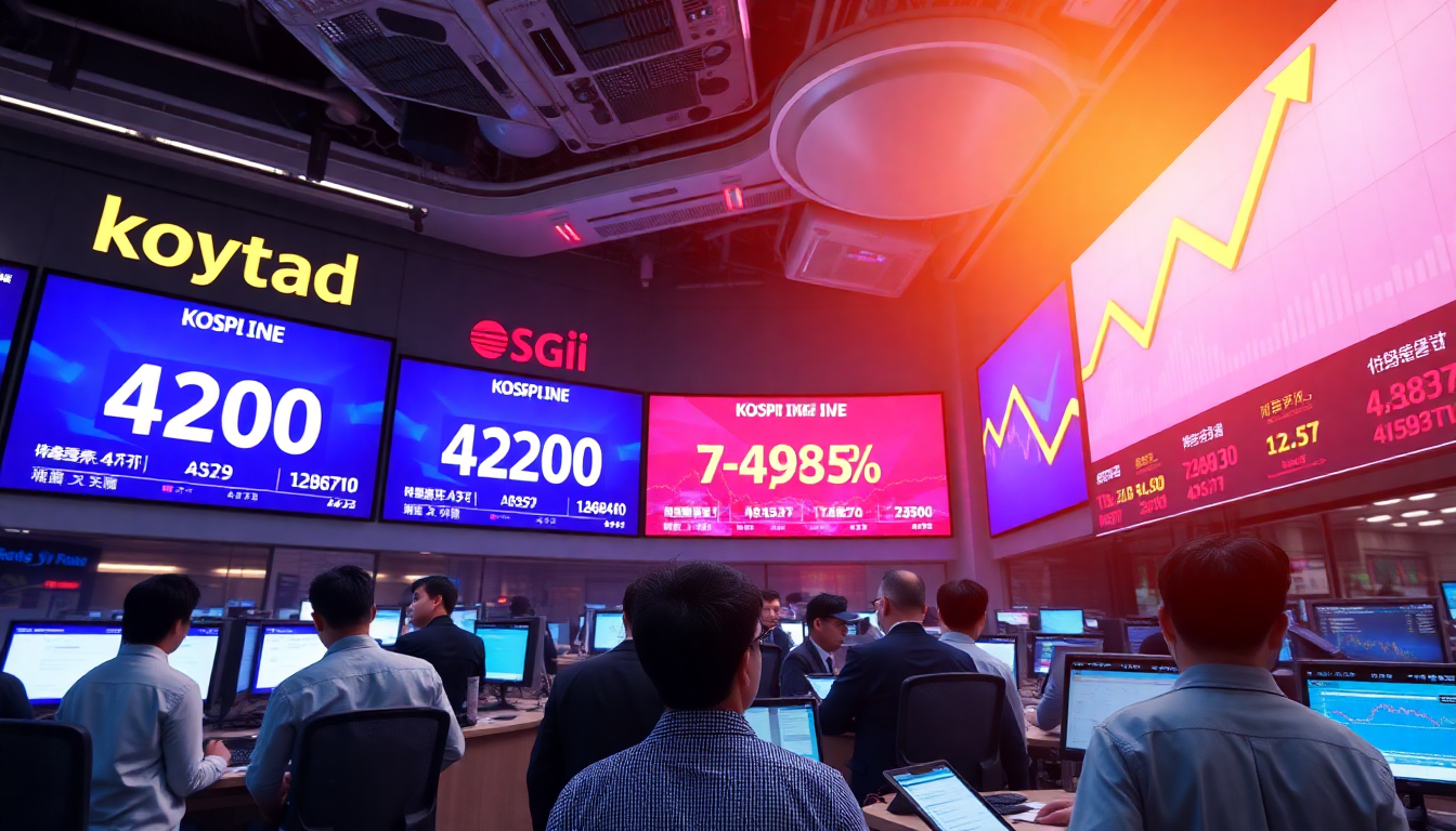 2025년 대한민국 코스피 4200선을 돌파하며 활기찬 주식 시장 풍경